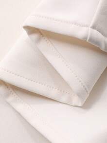 DAZY Young Girls Collared Mesh Patchwork Long Sleeve Solid Color Blouse - White - View 3