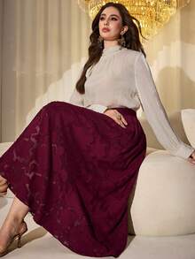 Modelyn 酒红色优雅女士半身裙 - 酒紅色 - 查看 8