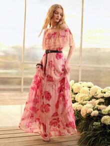 MOTF PREMIUM VESTIDO ACAMPANADO DE MUJER CON ENCAJE ROMÁNTICO Y PARCHES EN LA CINTURA, PRIMAVERA/VERANO - Rosa - Ver 8