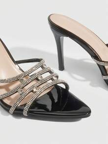 CUCCOO SZL Women Shoes Summer New Black Rhinestone Women's High Heel Sandals Fashion Gorgeous Sexy Party Women's Sandals Slippers Spring Shoes - Black - View 6