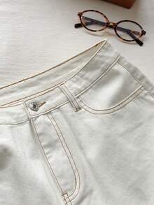 Comfortcana 女士低腰A字显瘦牛仔迷你裙，适合夏季、春季、春假、情人节等场合，优雅派对穿着 - 白色 - 查看 4