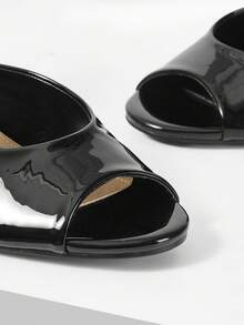 Mnmlis 女士高跟凉鞋，带跟拖鞋，露趾鞋 - 黑色 - 查看 8