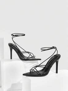 CUCCOO SZL 简约纯色细跟女式凉鞋 - 黑色 - 查看 2