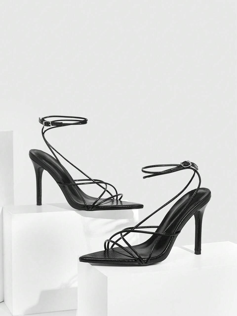 CUCCOO SZL Minimalist Solid Color Thin Heel Women Heeled Sandals Valentine's Day