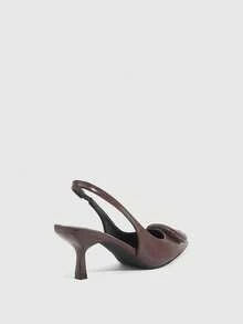 CUCCOO SZL Women's Square Buckle Pointed Toe Slingback Stiletto High Heel Sandals, Simple & Fashionable Spring Shoes Spring Break Easter Spring Shoes - dark brown - View 4