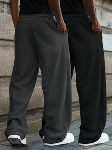 Manfinity EMRG Men's Loose Fit Casual Sweatpants,Baggy Pants,Track Pants,Jogging,Baggy Versatile Street Style Joggers Suitable For Streetwear, Casual Daily Wear, Weekend Outings, Music Festivals, Social Gatherings And More. This Pant Is An Essential Versatile Piece In A Man's Wardrobe, Making It A Great Gift For Boyfriends Or Husbands. Oversized Sweatpants  Sweats Sweatpants Wide For Men Pro Club Sweat Pants Grey Baggy Sweatpants - Multicolor - View 2