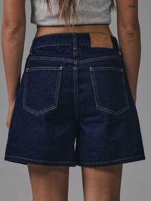 MUSERA Mid Thigh Mom Denim Shorts Basics Autumn  Fall Cute Streetwear Going Out Casual Core Denim Spring Summer - Navy Blue - View 6