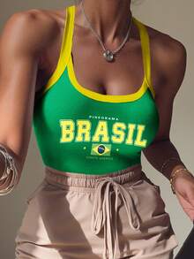 Rovax Women's Numeric Print Bodysuit, Tight-Fitting, Versatile, Suitable For Commuting - Multicolor - View 4