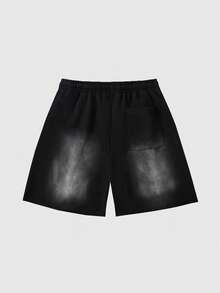 ROMWE MEN Men's Black & Red Reversible Washed Shorts Spring/Summer - Black - View 3