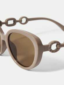 MOTF PREMIUM FASHIONABLE STREET STYLE KHAKI CAT FASHION GLASSES - coffee color - View 5