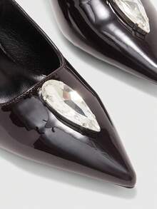CUCCOO BIZCHIC Women's Rhinestone Buckle Chunky Heel Pumps, Spring/Summer Spring Shoes - Dark coffee - View 8