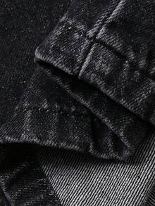 DAZY 女士水钻装饰休闲街头风做旧牛仔裤 - 黑色 - 查看 10