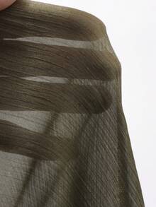 DAZY Spring & Summer Green Chiffon Blouse, Asymmetric Hem Design, Casual, Elegant, Suitable For Dates, Weddings, Vacations, Commuting, Ruffle Waist Long Sleeve Women Shirt - Dark Green - View 3