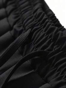 Manfinity Sport Corelite 男士字母印花抽绳腰双层运动短裤 黑色运动短裤 健身短裤 运动短裤 训练短裤 男士速干短裤 - 黑色 - 查看 5