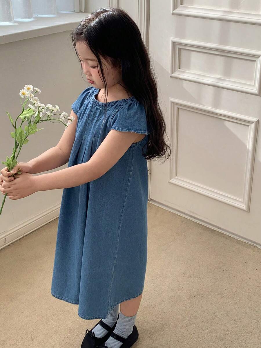 DAZY Girls' Denim Jumper Dress, Fall - Blue - View 1