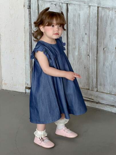 DAZY 女童棉质牛仔无袖休闲连衣裙，夏季