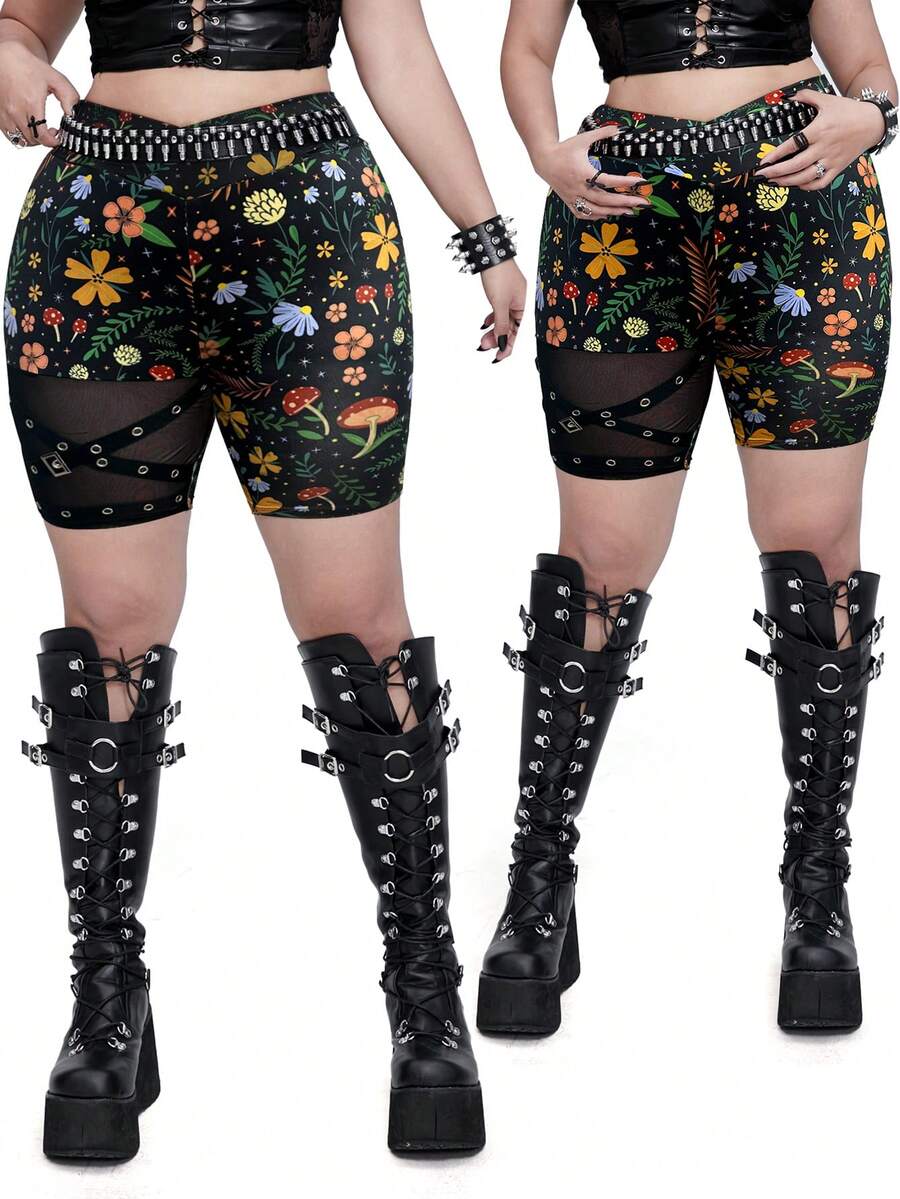 Whyspr Quần legging lưới xuyên thấu gợi cảm cỡ lớn ôm sát - Nhiều màu - Xem 1