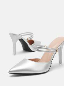 Glitzique Fall/Winter 2025 Women Closed Toe Pumps, New Elegant Mules Heels Shoes, Suitable For Date, Street, Party, Meeting, Commute And Business,Elegant,Elegant,Pointed Heels - Silver - View 10