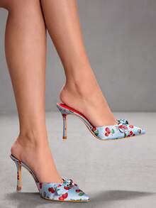 CUCCOO SZL 金色金属质感PU尖头时尚性感魅力夜店高跟鞋 - 藍色印花 - 查看 10