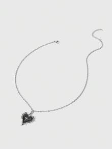 ROMWE Collier pendentif croix et rose style gothique vintage, bijou esthétique sombre gothique Y2K pour femmes - Noir - Voir 2