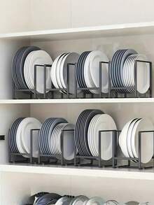 Organizador de acero para platos, tazones y utensilios de cocina - Escurridor y estante de almacenamiento para encimera de cocina, suministros de organización para comedor y hogar - Multicolor - Ver 2