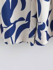 Linhara Quần dài nữ cỡ lớn in hoa, kiểu dáng thường ngày, thích hợp cho kỳ nghỉ. - Xanh và trắng - Xem 3