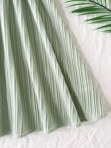 SHEIN Tween Girl Elegant Ruffle Cinching Waist Cami Dress - Green - View 5