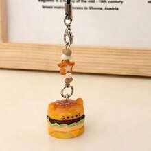 Accesorio de llavero con colgante de gato, perro y hamburger de dibujos animados, para estudiantes - Multicolor - Ver 10