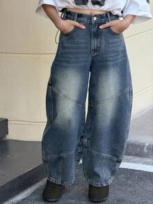 DAZY Tween Girls' Baggy Flared Loose Casual Jeans - Blue - View 6