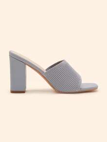 CUCCOO BASICS Minimalist Commuter Versatile Open Toe Mule High Heel Sandals For Christmas Spring Shoes Summer - Grey 1 - View 2