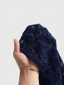 Freevana Đầm ren xuyên thấu màu trơn cỡ lớn không tay - Màu xanh hải quân - Xem 8