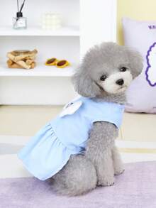 PETSIN 狗狗服装、猫咪服装、动物裙装、宠物春夏新品系列、幼犬连衣裙、公主风百搭连衣裙、条纹印花、小型动物服装、清凉防晒霜 - 彩色 - 查看 6