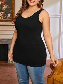 SHEIN Essnce paquete de 3 chalecos básicos largos de moda casual y cómodos para mujer de talla grande, para otoño, top curvilíneo, top sin mangas, para verano - Multicolor - Ver 3