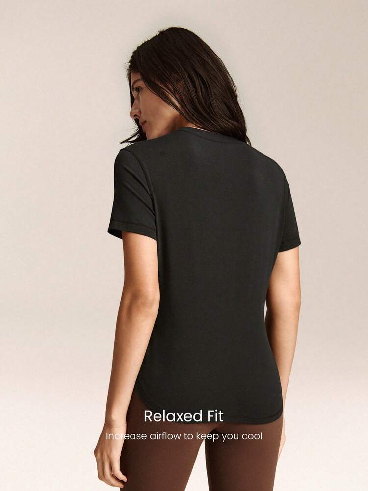 Pima Cotton Love You More Soft Breathable Lightweight Waist Length Regular Fit Crewneck T-Shirt Daily Casual Wear