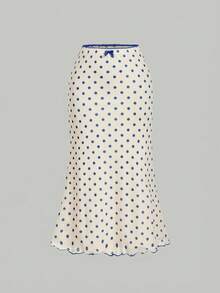 SHEIN MOD Summer/Spring Clothes Women,Summer Holiday Outfits , Party, Beach Vacation Outfits For Women ,Ceremony, Polka Dot Outfit, 2 Piece Skirt Sets Woman, Matching Set Skirt, Two Piece Skirt Set, Midi Skirt Set,Wedding Guest,Bridesmaid,Graduation,Vacation Two Peice Skirt Set Summer - Blue - View 5