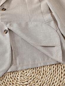 SHEIN 两件套青少年男士绅士西装，包括米色单排扣西装外套+米色西裤，优雅高端正式套装，适合生日派对、舞会、婚礼、毕业典礼等场合。 - 杏色 - 查看 8