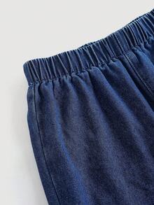 Firerie Kids 两件套少女时尚休闲 Y2K 复古酷炫街头风，深蓝色牛仔吊带背心搭配弹力腰带宽松舒适牛仔裤，两件套童装，适合少女日常穿着，也适合春夏派对、节日和街头服饰。 - 藍色 - 查看 5