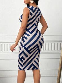 SHEIN Lady Women's Elegant All-Over Print Bodycon Sleeveless Dress Summer Dress Casual Dresses For Women Elegant Dresses For Women - Multicolor - View 2