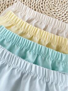 4 Packs Baby Boy Casual SS Style Solid Plain Bloomer Elastic Waist Shorts Bottoms Soft Breathable Summer Vacation Beach Nursery Khaki Green Bleu - Multicolor - View 4