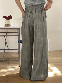 DAZY Quần ống rộng dáng suông nhuộm tie-dye, quần dài mùa hè thoải mái dành cho nữ, thích hợp cho kỳ nghỉ. - Màu xanh Ô liu - Xem 2