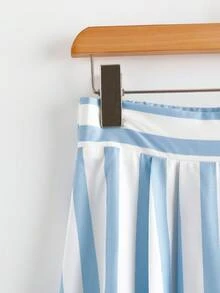 GlowEve 女士休闲蓝白条纹裙 - 藍白色 - 查看 6