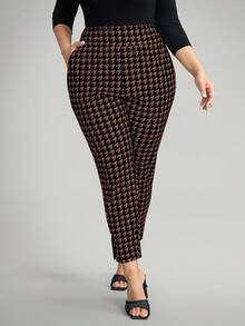 Comfylo Quần skinny dáng rộng họa tiết răng cưa, túi bên hông, cỡ lớn. - Màu nâu  Mocha - Xem 8