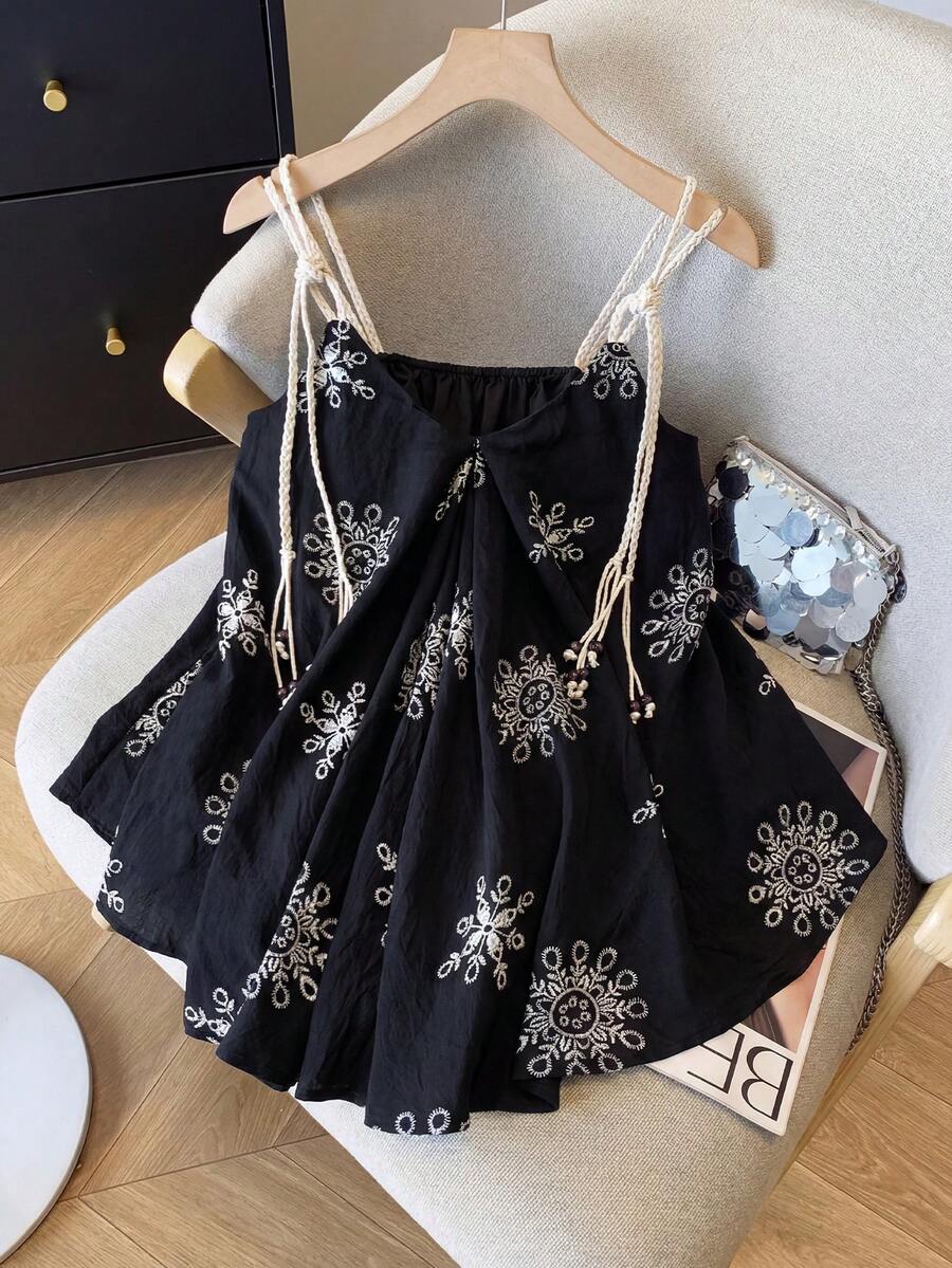 GlowEve Loose Fit Camisole Top For Women - Black - View 1