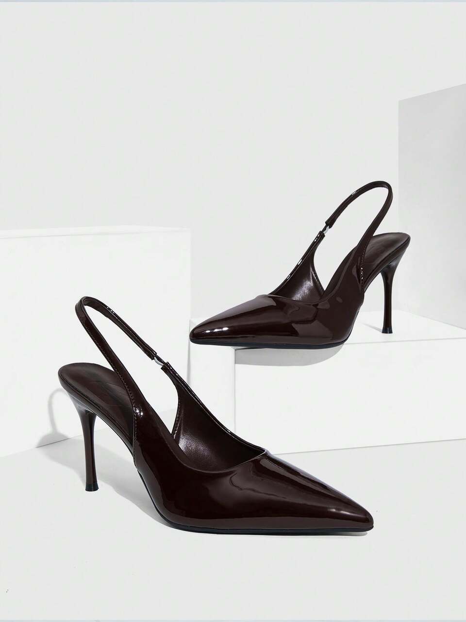 CUCCOO SZL Women Shoes Brown Pointed Stiletto Women's Slingback Shoes Wedding Party Banquet Simple Fashion Showheel Women's High Heel Shoes Women's Shoes Spring Shoes