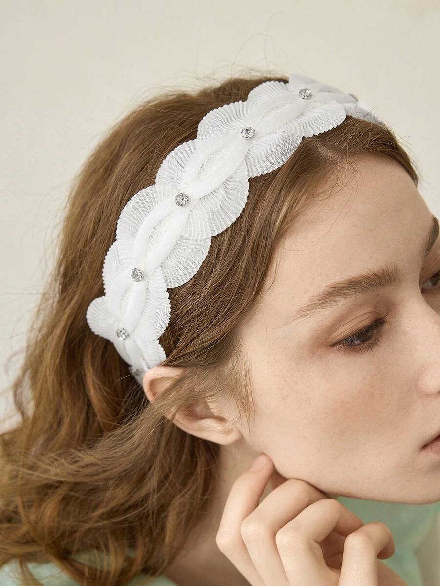 MOTF PREMIUM 白色蕾丝纱布打孔发带 - 白色 - 查看 2