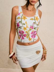 Poéselle 女士假日花卉亮片蕾丝边短款上衣 - 彩色 - 查看 5