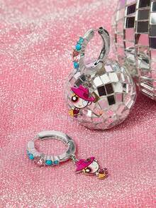 THE POWERPUFF GIRLS X SHEIN 一套锌合金卡通图案水钻耳钉，简约优雅，适合派对、音乐会、节日等场合佩戴。 - 白金 - 查看 6