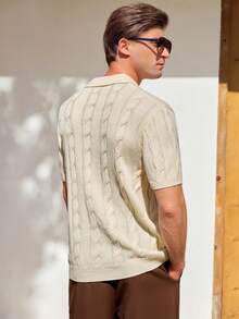 Manfinity CityGents 男士时尚休闲绞花针织短袖上衣 - 杏色 - 查看 3