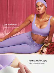 GLOWMODE FeatherFit™ - Reggiseno sportivo a media compressione con spalline in rete, coppe rimovibili, schiena a V, adatto per corsa, jogging, allenamento in palestra e attività fisica autunno/inverno - Foschia di lavanda - Visualizzare 5
