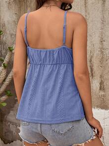 SHEIN 孕妇刺绣褶皱休闲百搭日常吊带背心 - 霧霾藍 - 查看 2